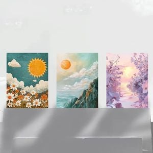 3pcs Sunflower Mountain Floral Twilight Print 100% Australian Made 3 x 40x60cm (Metal Print)