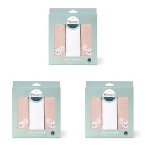 3x 3pc Little Haven Cotton Hooded Washers Wild Flower 25.5cm
