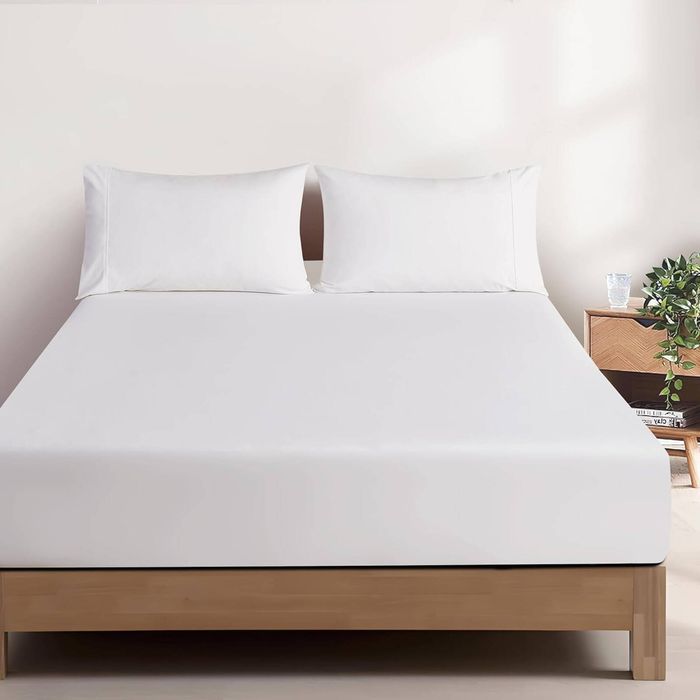 Gioia Casa Vintage Washed Cotton Fitted Sheet Set - 100% Natural Cotton - Soft & Breathable - White - Double