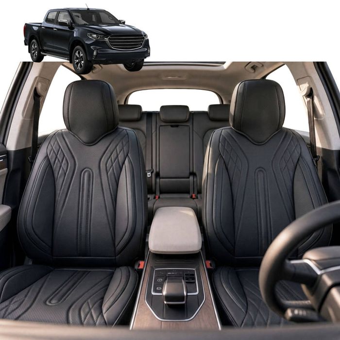 Australian Goose Front Seat Covers for Mazda BT-50 Dual Cab 2020 - Current (TF) - PU Leather, Black (2pc)
