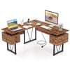 Costway 150cm L-shaped Corner Computer Desk W/power Outlets