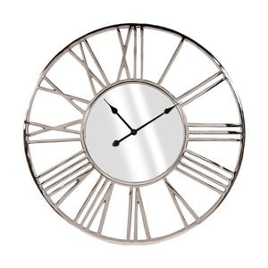 Ssh Collection Kolos 89cm Wide Round Mirror Wall Clock - Nickel
