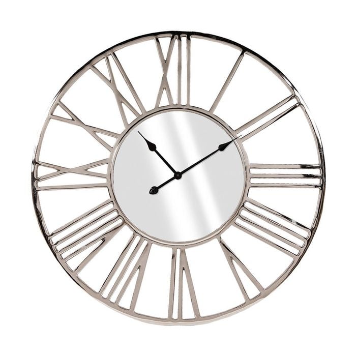 Ssh Collection Kolos 89cm Wide Round Mirror Wall Clock - Nickel