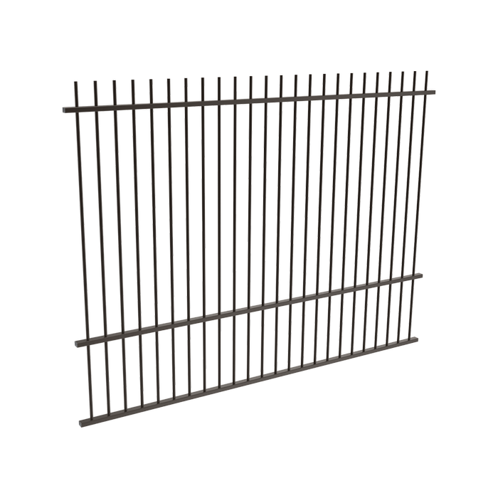 ProtectorAl 1201 - 2399 x 1800mm Black Aluminium Picket Top Pool Fence Panel With Mid Rail