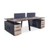 Modern Furniture ARTO 4 people Back to Back Workstation4 Cabinets 240cmOak&Black