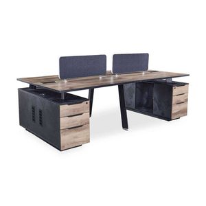 Modern Furniture ARTO 4 people Back to Back Workstation4 Cabinets 240cmOak&Black