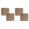 4pc Nord Deco Wooden Coaster Kitchen Table Decor Set Crossed Circles 10x10x0.3cm