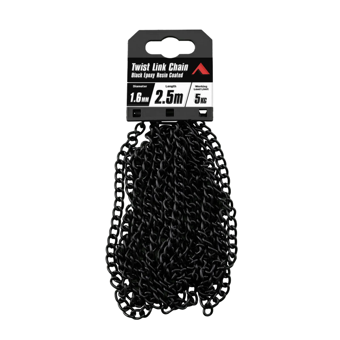 Pinnacle 1.6mm x 2.5m Black Matt Twist Link Chain
