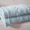 CottonMore 100% Handmade Super Soft Acrylic Knitted Blanket - Silver Blue