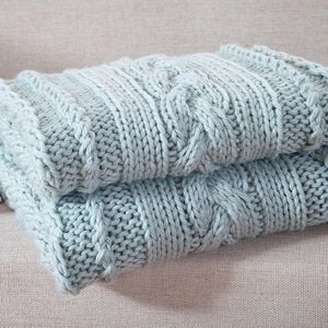 CottonMore 100% Handmade Super Soft Acrylic Knitted Blanket - Silver Blue