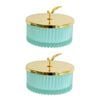 2PK LVD Glass 10cm Jewellery Stem Trinket w/ Lid Round - Sorbet