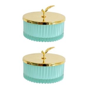2PK LVD Glass 10cm Jewellery Stem Trinket w/ Lid Round - Sorbet