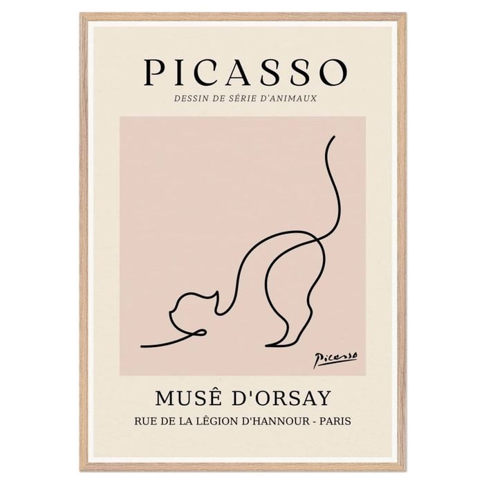 Galrie Picasso's Elegant Cat Art Print Premium Museé d'Orsay Collection for Home Decor, Wood Frame, A0 84 x 119cm (33 x 47inch)