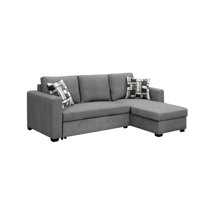 Fontana Pullout Sofa Bed with Storage Chaise Lounge  Sarantino - Grey