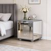 Advwin Mirrored Bedside Table 2 Drawers Mirror Side Table Nightstand Storage Caninet