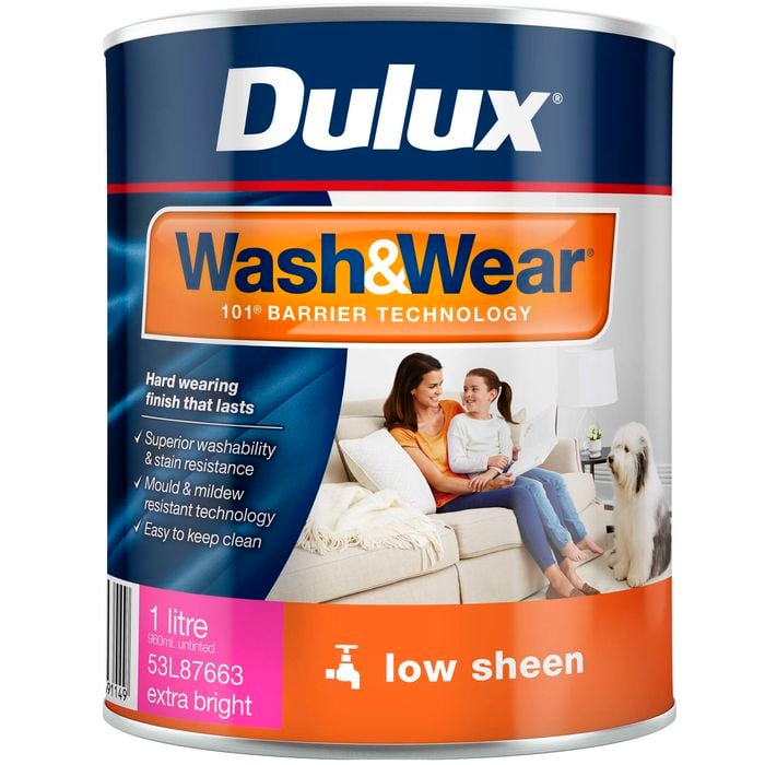 Dulux Wash&Wear Extra Bright Low Sheen Interior Paint - 1L