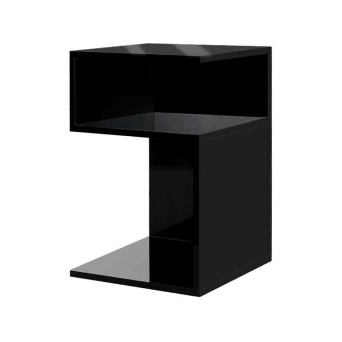 Levede Wooden Bedside Table Drawer Black
