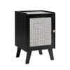 Lauft Black Bamboo Wood Bedside Table, Side Storage End Table Shelf Nightstand