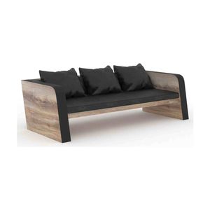 Modern Furniture FRANCO Three Seater Sofa - Warm Oak & Black