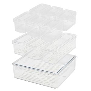 Stakt Fridge Organiser With Lids & Drain Tray - 10 Pack