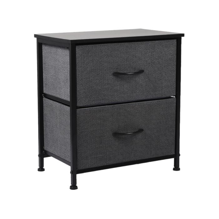 Levede 2 Drawers Bedside Storage Cabinet Dark Grey