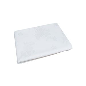 Damask Jacquard Polyester Tablecloth 180cm Round Rosie White