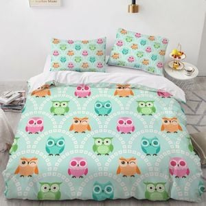 3D Green Owl 167 Bed Pillowcases Quilt Queen Size