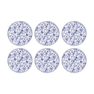 6pk Lvd French Country Ceramic/cork Kitchen Trivet/placemat 25x25cm White/blue