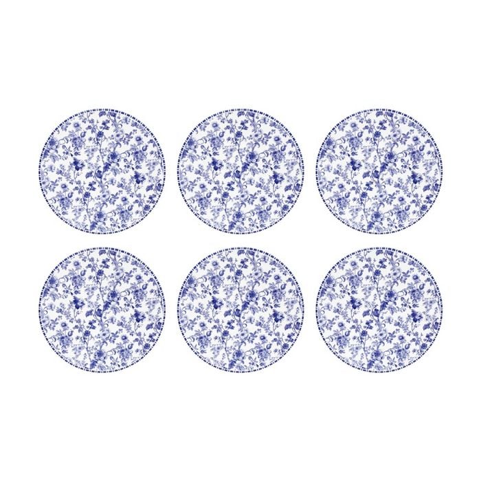 6pk Lvd French Country Ceramic/cork Kitchen Trivet/placemat 25x25cm White/blue