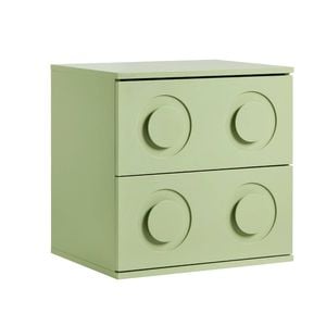 Oikiture Bedside Table 2 Drawers Nightstand Green