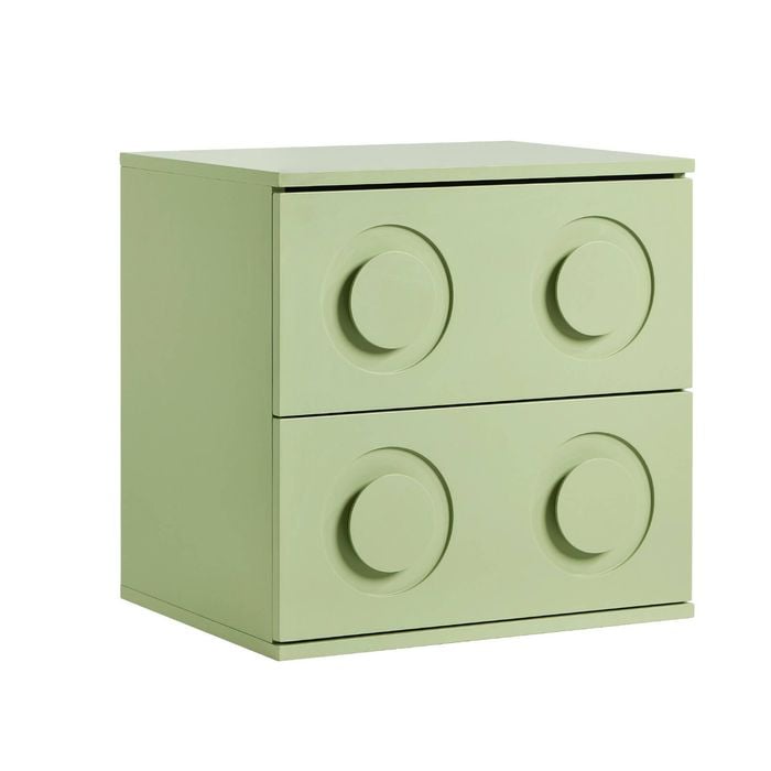 Oikiture Bedside Table 2 Drawers Nightstand Green