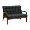 Modern Furniture TUCSON 2 Seater Sofa - Walnut & Black PU Leather