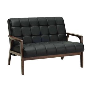 Modern Furniture TUCSON 2 Seater Sofa - Walnut & Black PU Leather