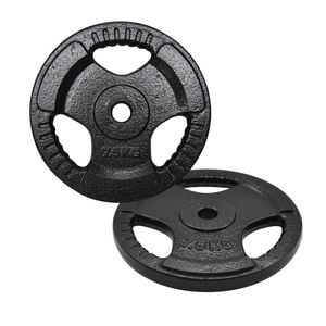 2 Pack of 7.5kg - Total 15kg Standard 26.5mm Triple Handle Hammertone Cast Iron Weight Plate