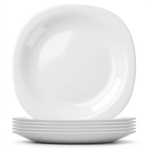 Argon Tableware Square Opalware Dinner Plates - 26cm - White - Pack of 6