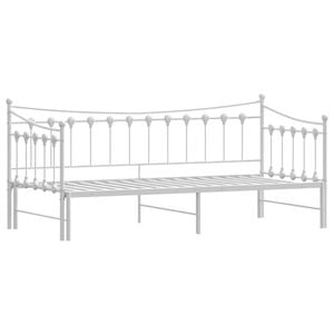 vidaXL Daybed with Trundle without Mattress White 92x187 cm Single Metal