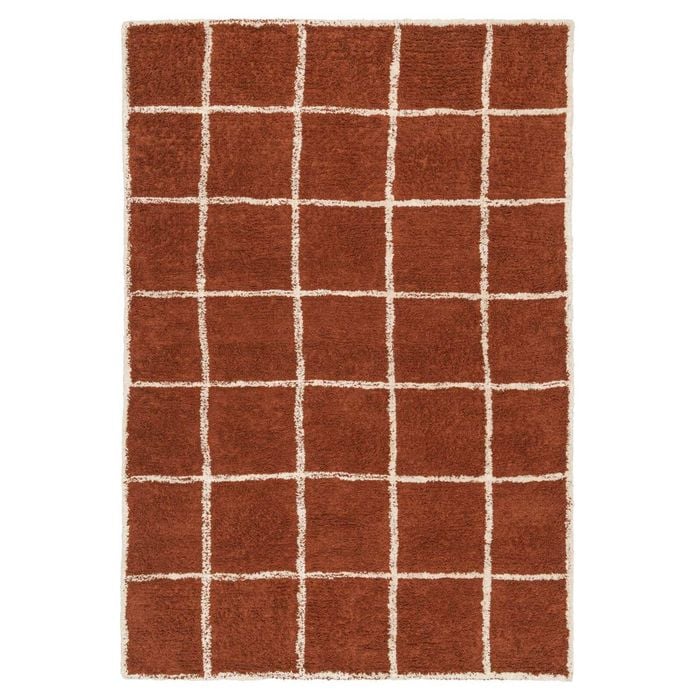Loopsie-400cm X 300cm-nairobi Terracotta Grid Cotton Rug