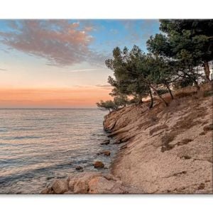 Sunset At the Sea on Rocky Coast  Print 100% Australian Made 150 x 100cm  (Stretched)