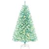 Costway 1.8M Blue Artificial Christmas Tree Pre-Lit Hinged Xmas Tree Seasonal Decor 280 LEDs