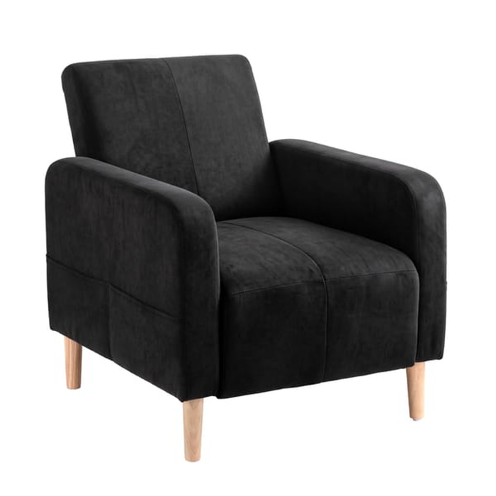 HOMFURN Velvet Reclining Armchair Black