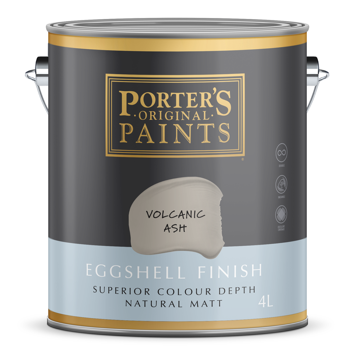 Porter's 4L Volcanic Ash Eggshell Finish Broadwall Washable Paint - 4L