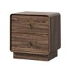 Oikiture Bedside Table 2 Drawers Nightstand Round Corner Storage Walnut