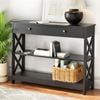 Homfurn Console Table 3-tier Entry Hallway Shelf Drawer Wood Outlets Usb Ports