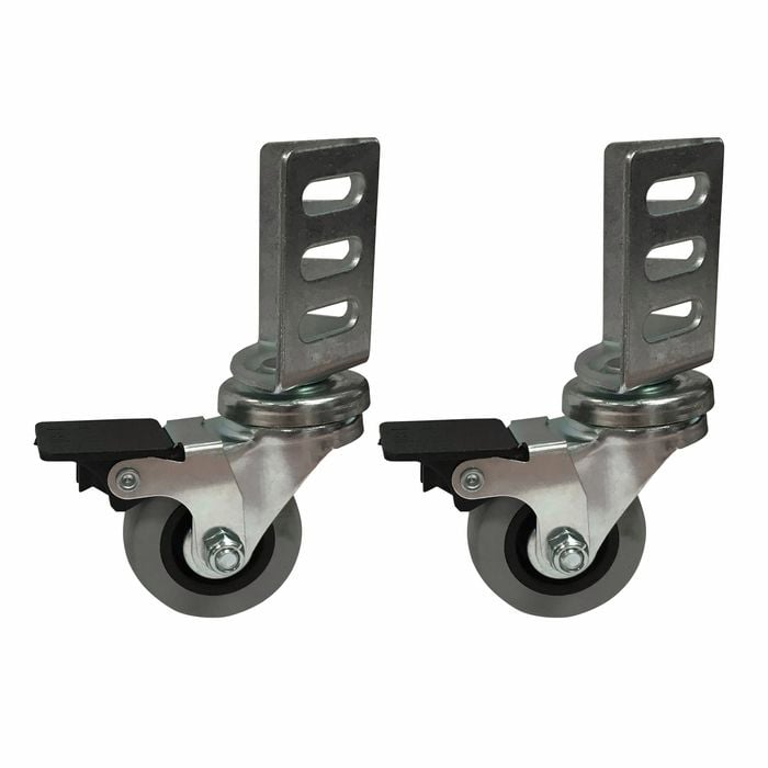 Move It 50mm 40kg Grey TPR On Polypropylene Swivel Right Angle Bracket Castor With Brake - 2 Pack