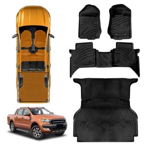 3D Car Floor Mats Tub Liner Set for Ford Ranger Raptor Dual Cab 2018-2021 Heavy Duty All Weather