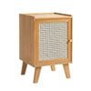 Lauft Natural Bamboo Wood Bedside Table, Side Storage End Table Shelf Nightstand