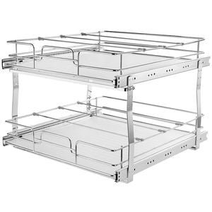 VEVOR 2-Tier Wire Pull Out Cabinet Under Sink Organizer with Basket