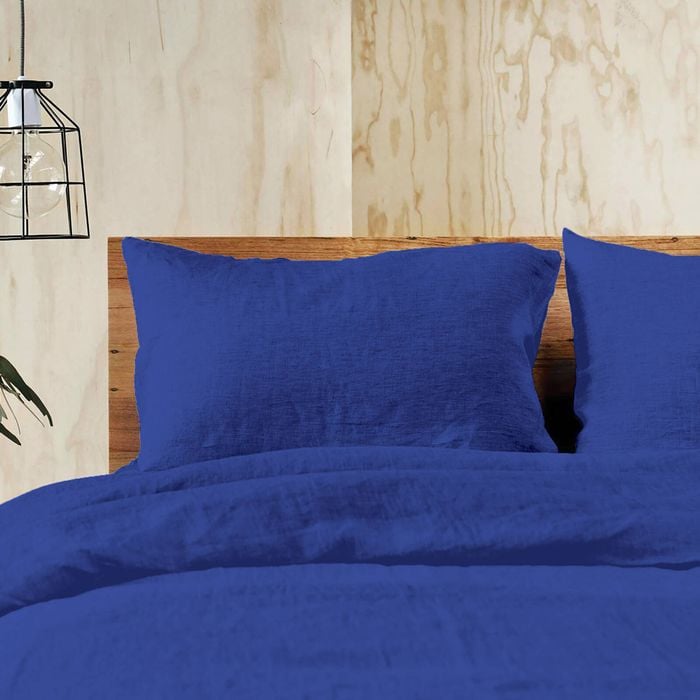 Doux 100% Linen Pillowcase Set 48cm x 74cm + 16cm - Indigo