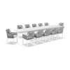 Austin 3m - 3.8m Extension Table 12 Hugo Dining Chairs White & Grey Cushions