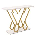 Costway Faux Marble Entryway Table Foyer Console Hallway Side Table White